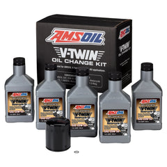 AMSOIL 20W-50 Synthetic V-Twin Oil Change Kit - 5 Quarts with Black Filter